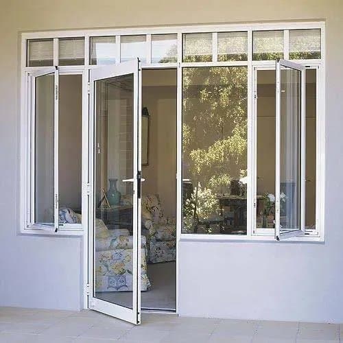 Open door leading into a bright interior