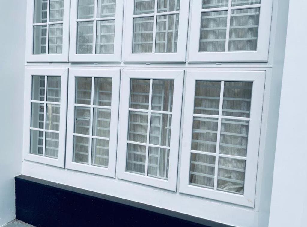 Close-up of white UPVC window casement